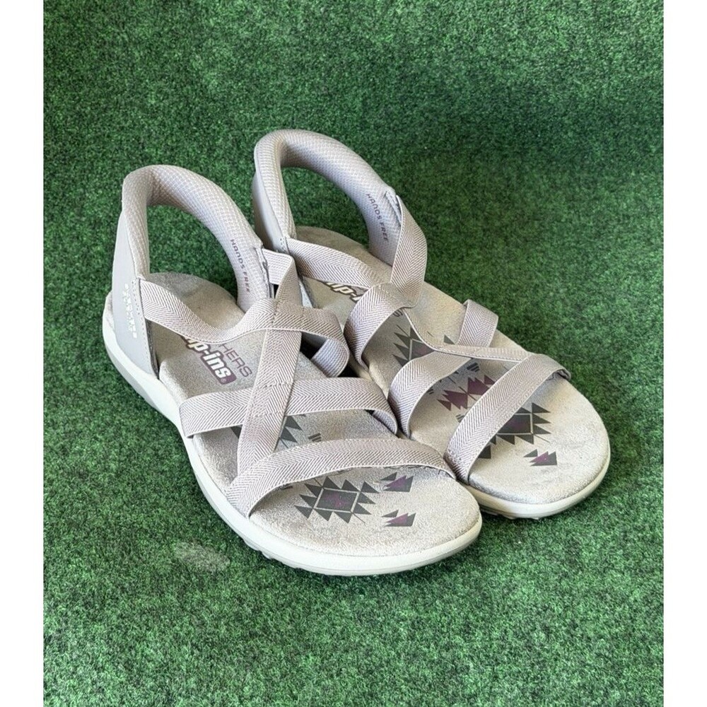 Skechers Women’s Sandals Beige Size 11 Comfort Slip On Strappy Walking